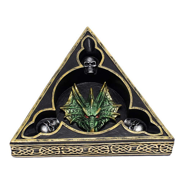 GREEN TRI-HEAD DRAGON ASHTRAY