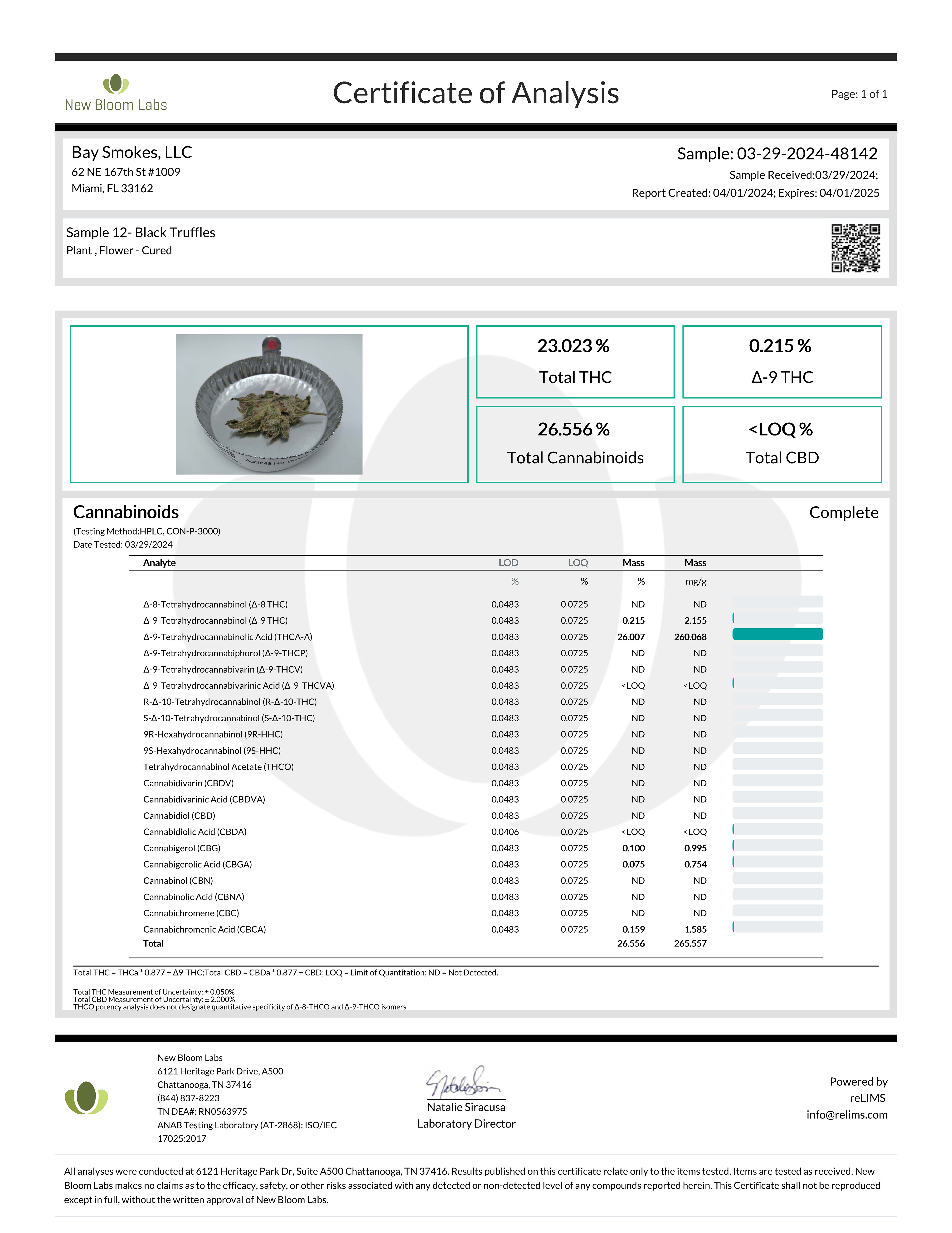 black truffles COA