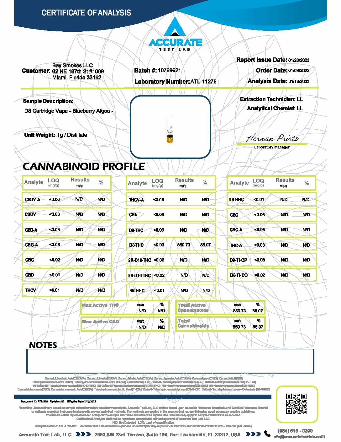 Delta8 Vape COA