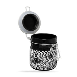 CHECKERBOARD LEAVES STORAGE JAR WITH CLAMPING LID