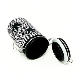 CHECKERBOARD LEAVES STORAGE JAR WITH CLAMPING LID