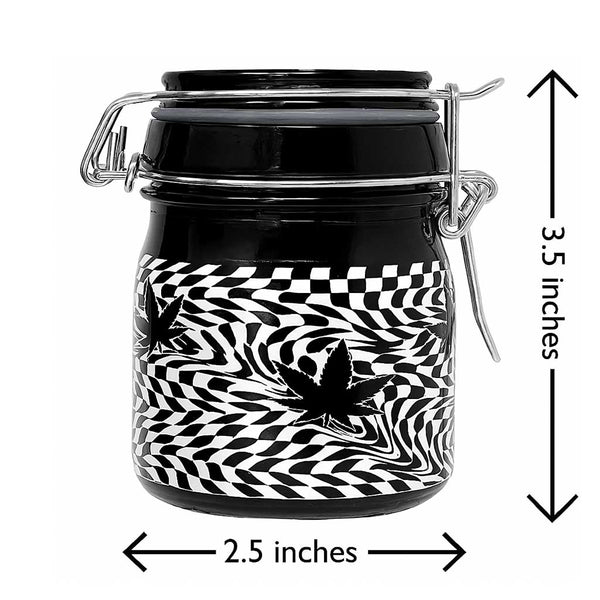 CHECKERBOARD LEAVES STORAGE JAR WITH CLAMPING LID