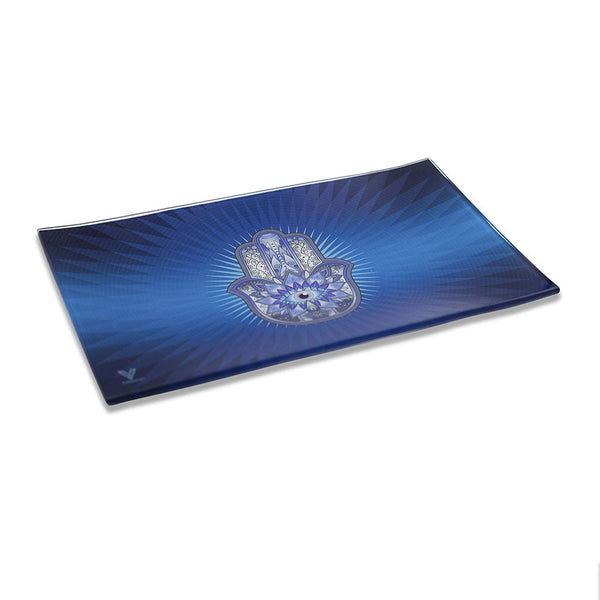 HAMSA BLUE GLASS TRAY (MED)