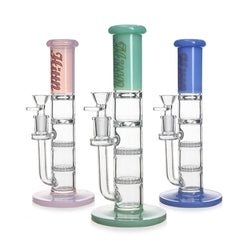 HITTN DOUBLE HONEYCOMB WITH TURBINE PERC STRAIGHT TUBE BONG
