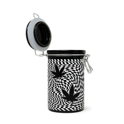 CHECKERBOARD LEAVES STORAGE JAR WITH CLAMPING LID