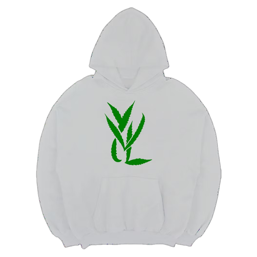 Sudadera con capucha verde sobre fondo blanco