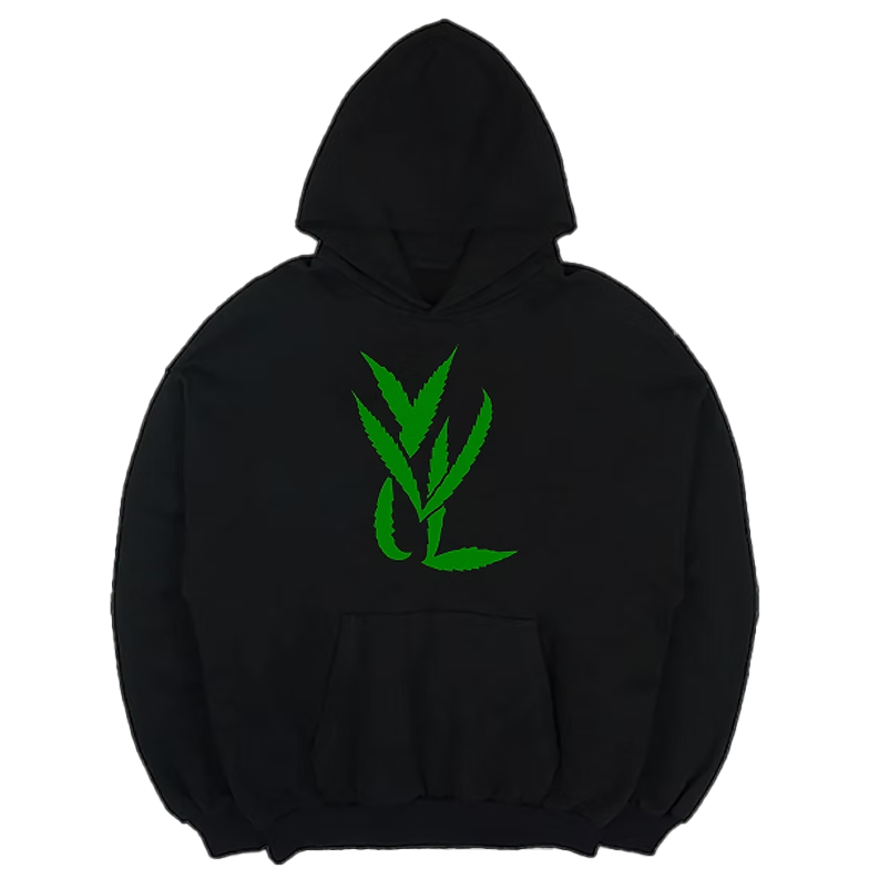 Sudadera con capucha verde sobre negro